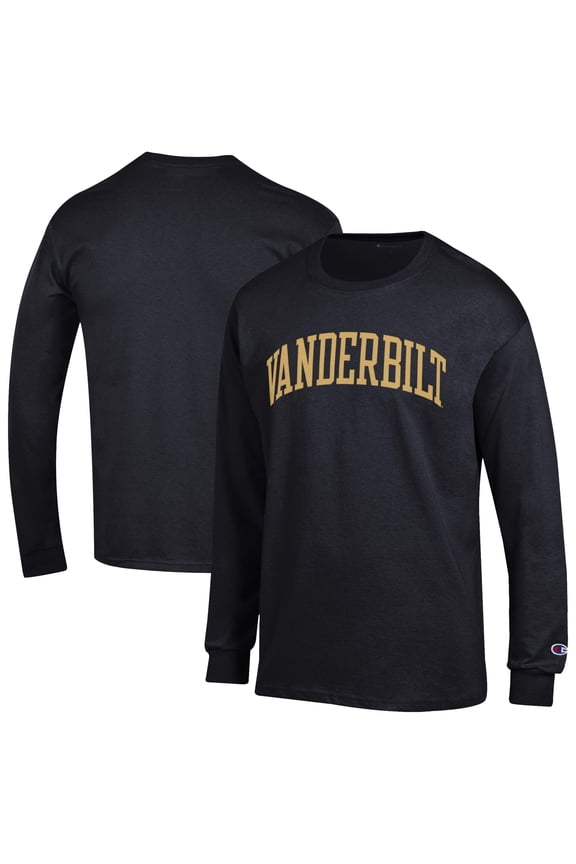 Men's Champion Black Vanderbilt Commodores Basic Arch Long Sleeve T-Shirt