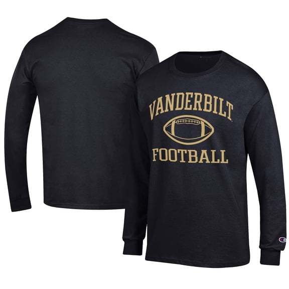 Men's Champion Black Vanderbilt Commodores Football Jersey Long Sleeve T-Shirt