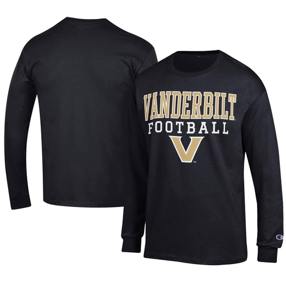 Men's Champion Black Vanderbilt Commodores Football Jersey Long Sleeve T-Shirt