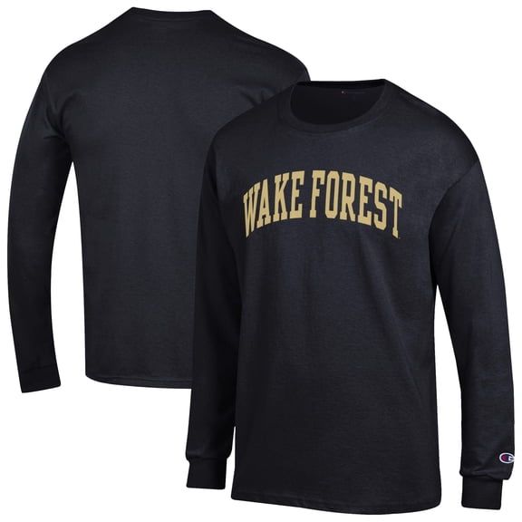 Men's Champion  Black Wake Forest Demon Deacons Basic Arch Long Sleeve T-Shirt