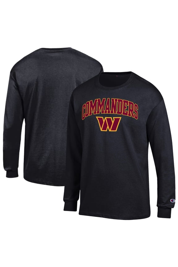 Men's Champion Black Washington Commanders Arch Over Logo Long Sleeve T-Shirt