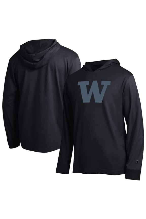 Men's Champion  Black Washington Huskies Tonal All Star Long Sleeve Hooded T-Shirt