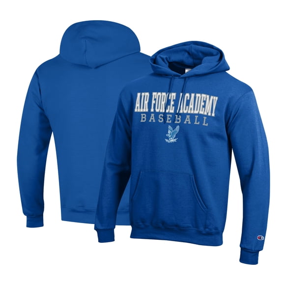 Men's Champion Blue Air Force Falcons Primary Team Logo Stack Logo Baseball Powerblend Pullover Hoodie