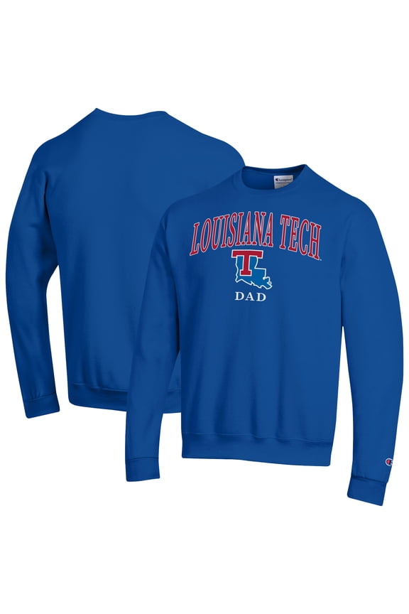 Men's Champion  Blue Louisiana Tech Bulldogs Arch Dad Eco Powerblend Sweatshirt