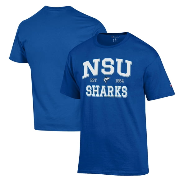 Men's Champion Blue Nova Southeastern Sharks Est. Date Jersey T-Shirt