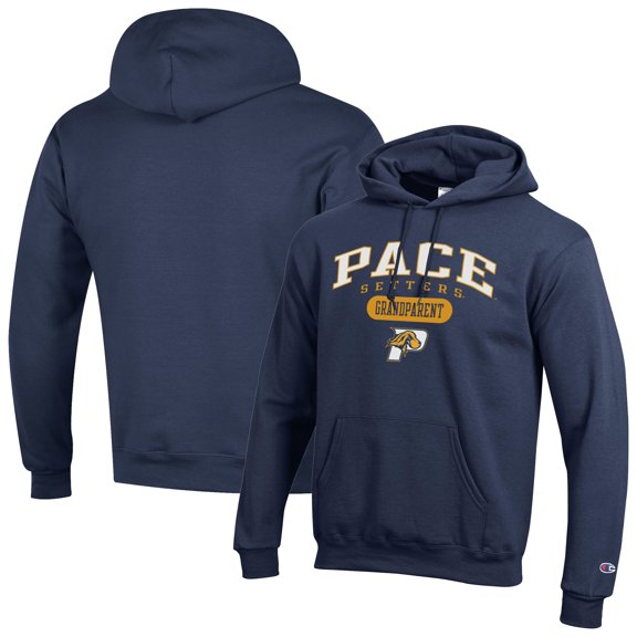 Men's Champion Blue Pace University Setters Grandparent Logo Eco Powerblend Hoodie