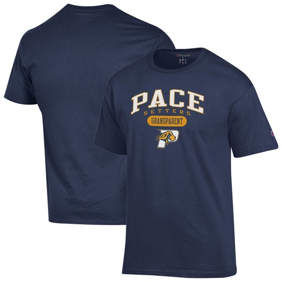 Men's Champion Blue Pace University Setters Grandparent Logo T-Shirt