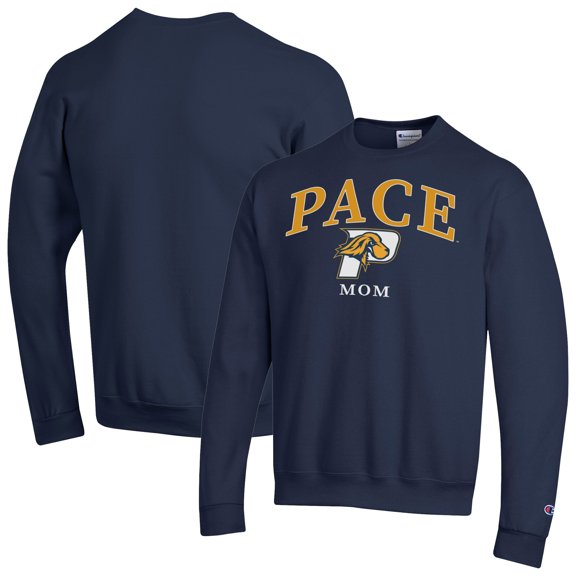 Unisex Champion Blue Pace University Setters Mom Logo Eco Powerblend Sweatshirt