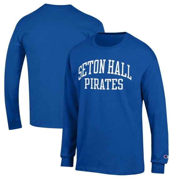 Men's Champion Blue Seton Hall Pirates Jersey Long Sleeve T-Shirt
