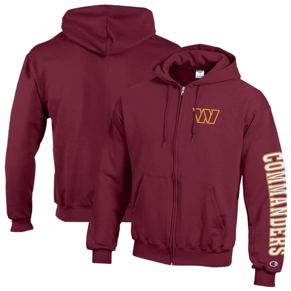 Men's Champion Burgundy Washington Commanders Powerblend Fleece Full-Zip Hoodie