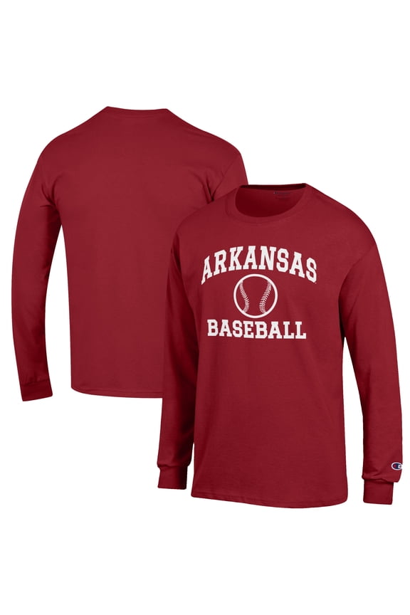 Men's Champion Cardinal Arkansas Razorbacks Baseball Icon Long Sleeve T-Shirt