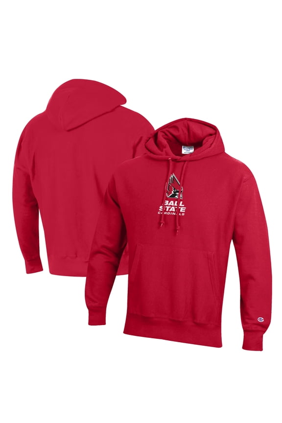 Men's Champion Cardinal Ball State Cardinals Reverse Weave Fleece Pullover Hoodie