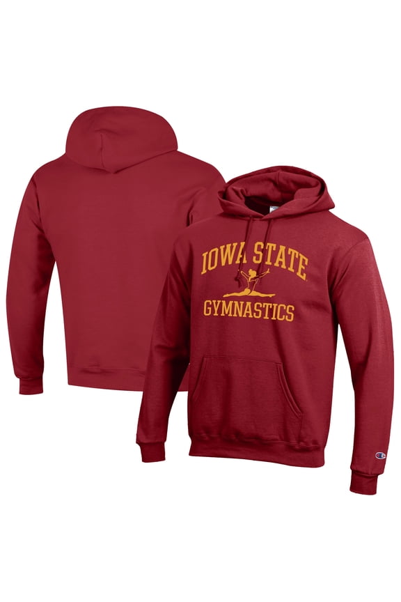 Men's Champion  Cardinal Iowa State Cyclones Gymnastics Icon Powerblend Pullover Hoodie