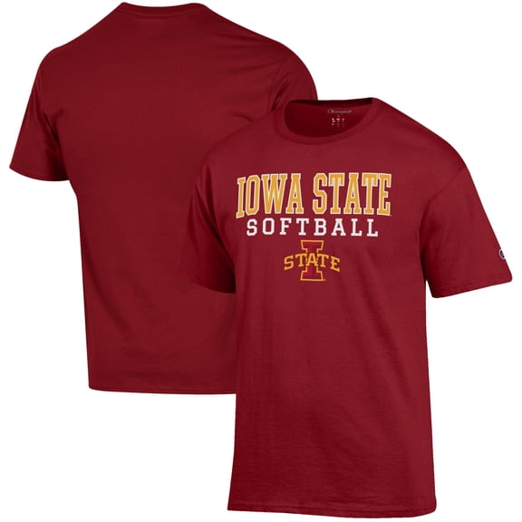Men's Champion Cardinal Iowa State Cyclones Softball Stack T-Shirt