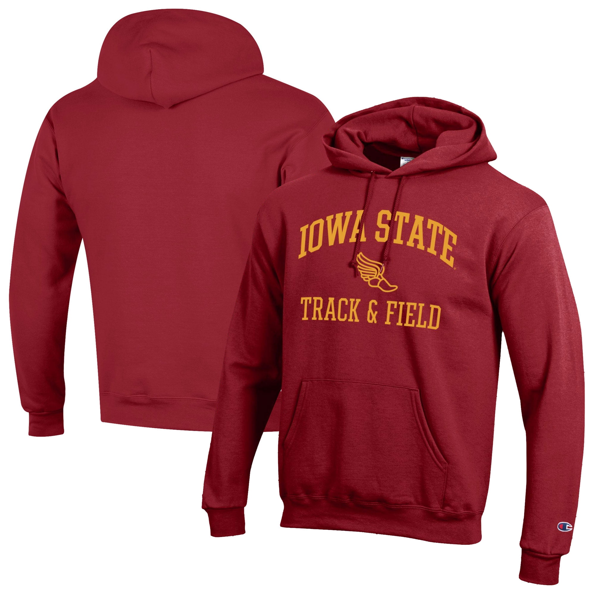Men's Champion  Cardinal Iowa State Cyclones Track & Field Icon Powerblend Pullover Hoodie