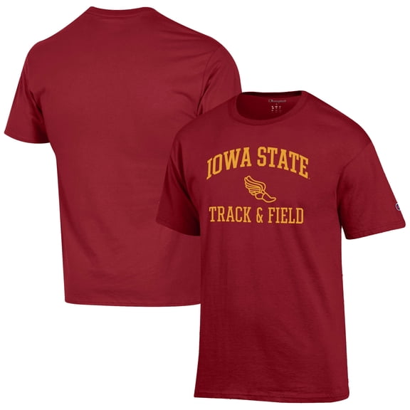 Men's Champion  Cardinal Iowa State Cyclones Track & Field Icon T-Shirt