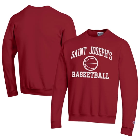 Men's Champion  Cardinal Saint Joseph's Hawks Icon Logo Basketball Eco Powerblend Pullover Sweatshirt