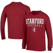 Mens Champion Cardinal Stanford Cardinal Football Stack Long Sleeve T-Shirt