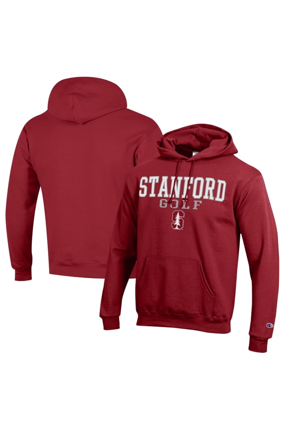 Men's Champion Cardinal Stanford Cardinal Stacked Golf Powerblend Pullover Hoodie