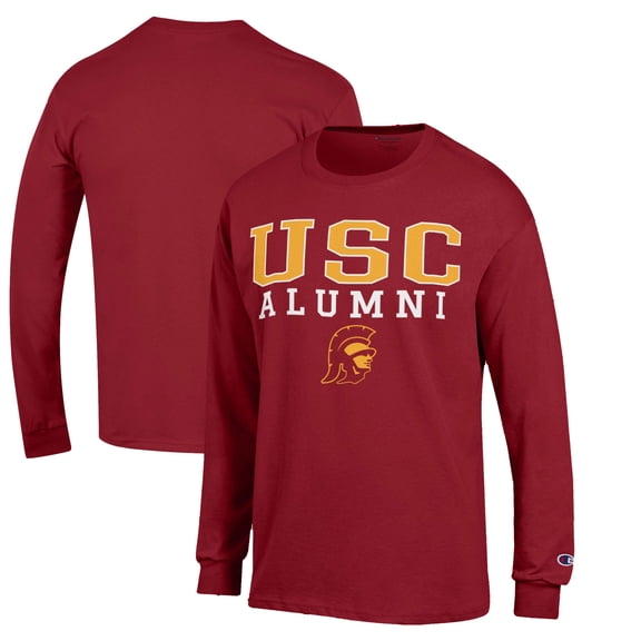 Men's Champion Cardinal USC Trojans Alumni Logo Stack Long Sleeve T-Shirt
