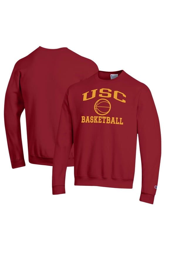 Men's Champion Cardinal USC Trojans Basketball Icon Pullover Crewneck Sweatshirt