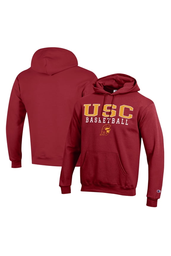 Men's Champion Cardinal USC Trojans Basketball Stack Pullover Hoodie