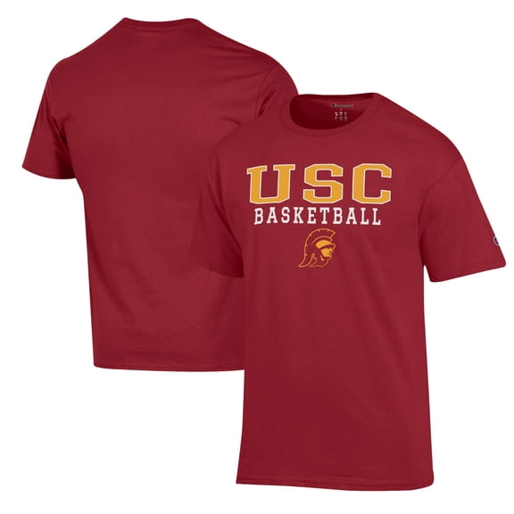 Men's Champion Cardinal USC Trojans Basketball Stack T-Shirt