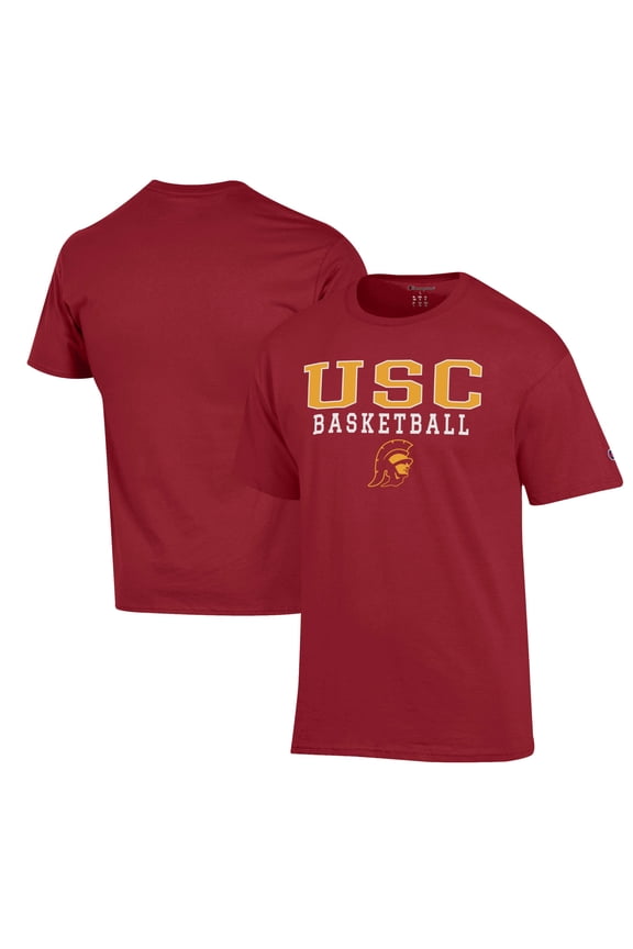 Men's Champion Cardinal USC Trojans Basketball Stack T-Shirt