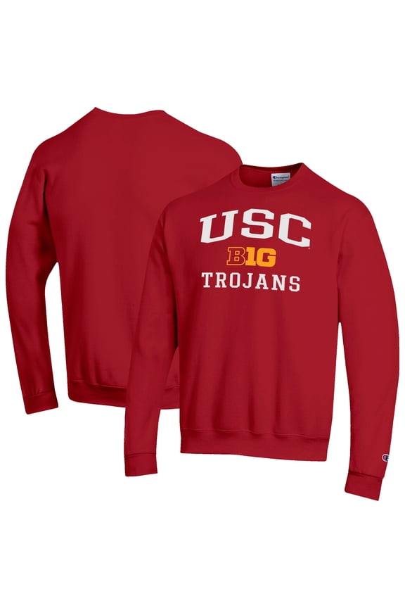 Men's Champion Cardinal USC Trojans Big Ten Powerblend Pullover Sweatshirt