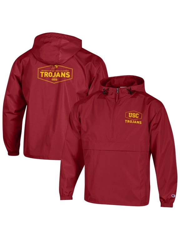 Men's Champion Cardinal USC Trojans Delay Packable Half-Zip Jacket