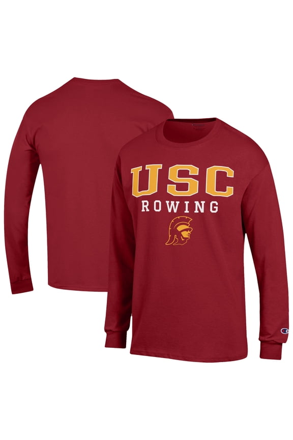 Men's Champion Cardinal USC Trojans Rowing Jersey Long Sleeve T-Shirt