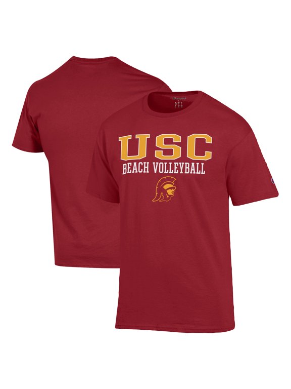 Men's Champion Cardinal USC Trojans Stacked Beach Volleyball T-Shirt