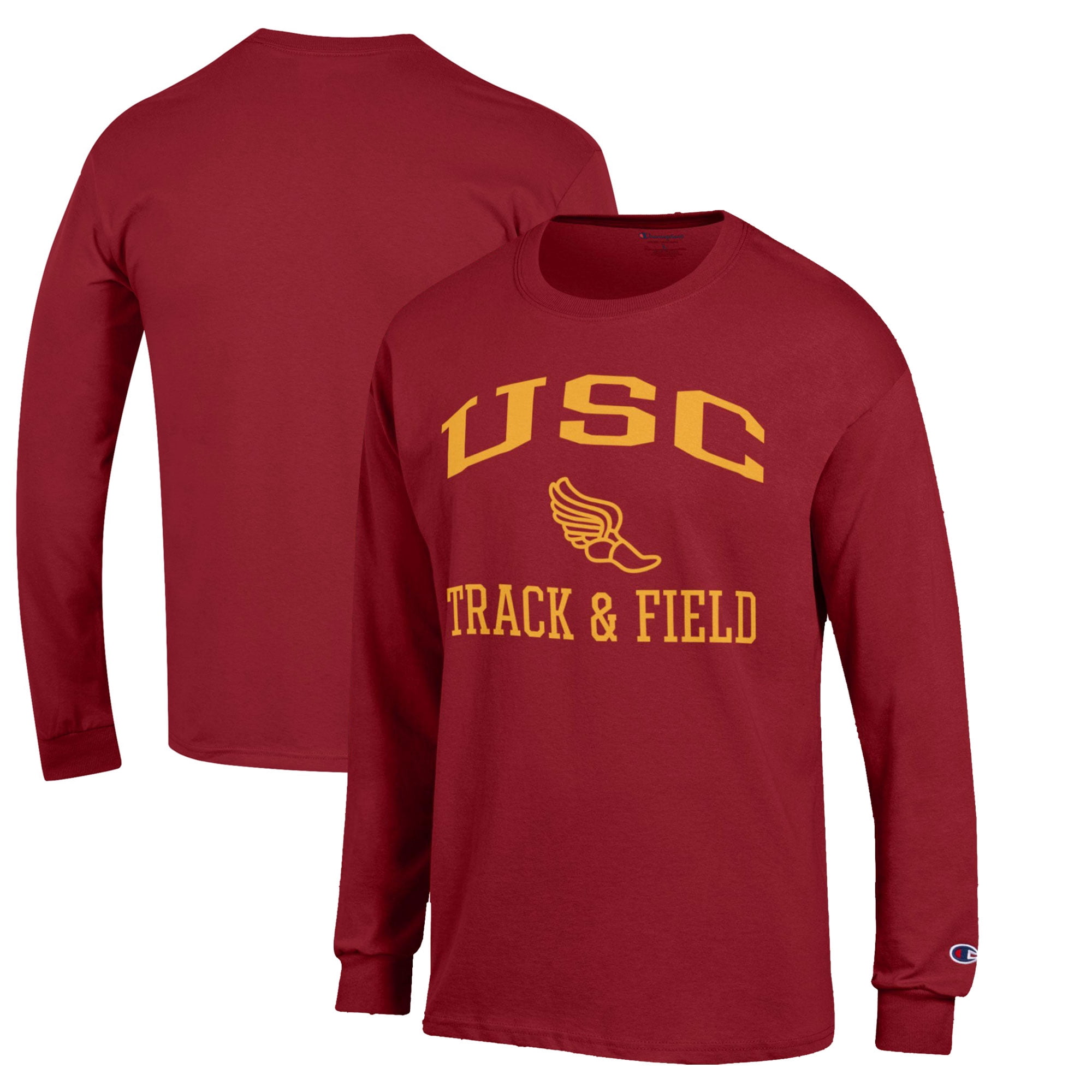 Men's Champion  Cardinal USC Trojans Track & Field Icon Long Sleeve T-Shirt