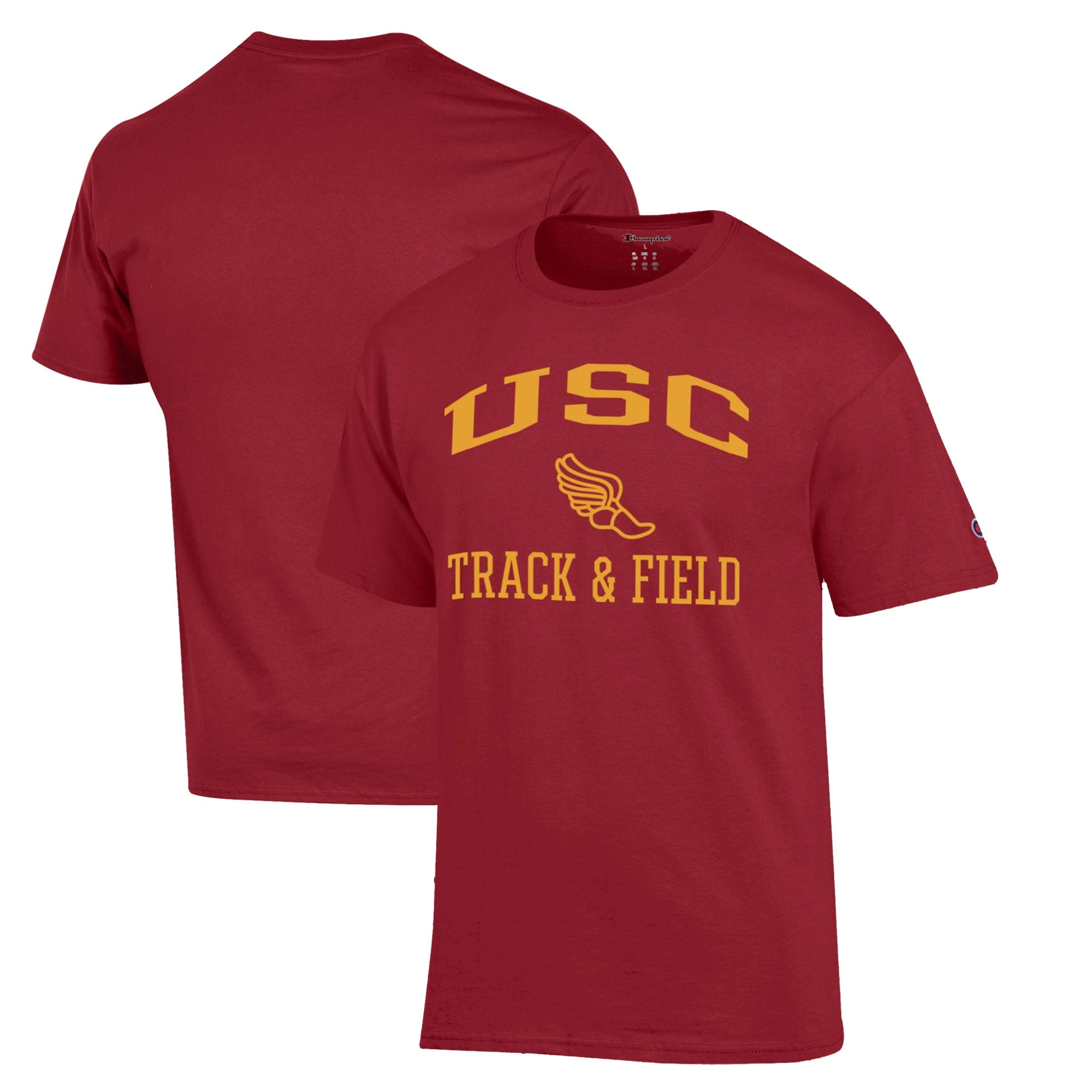 Men's Champion  Cardinal USC Trojans Track & Field Icon T-Shirt