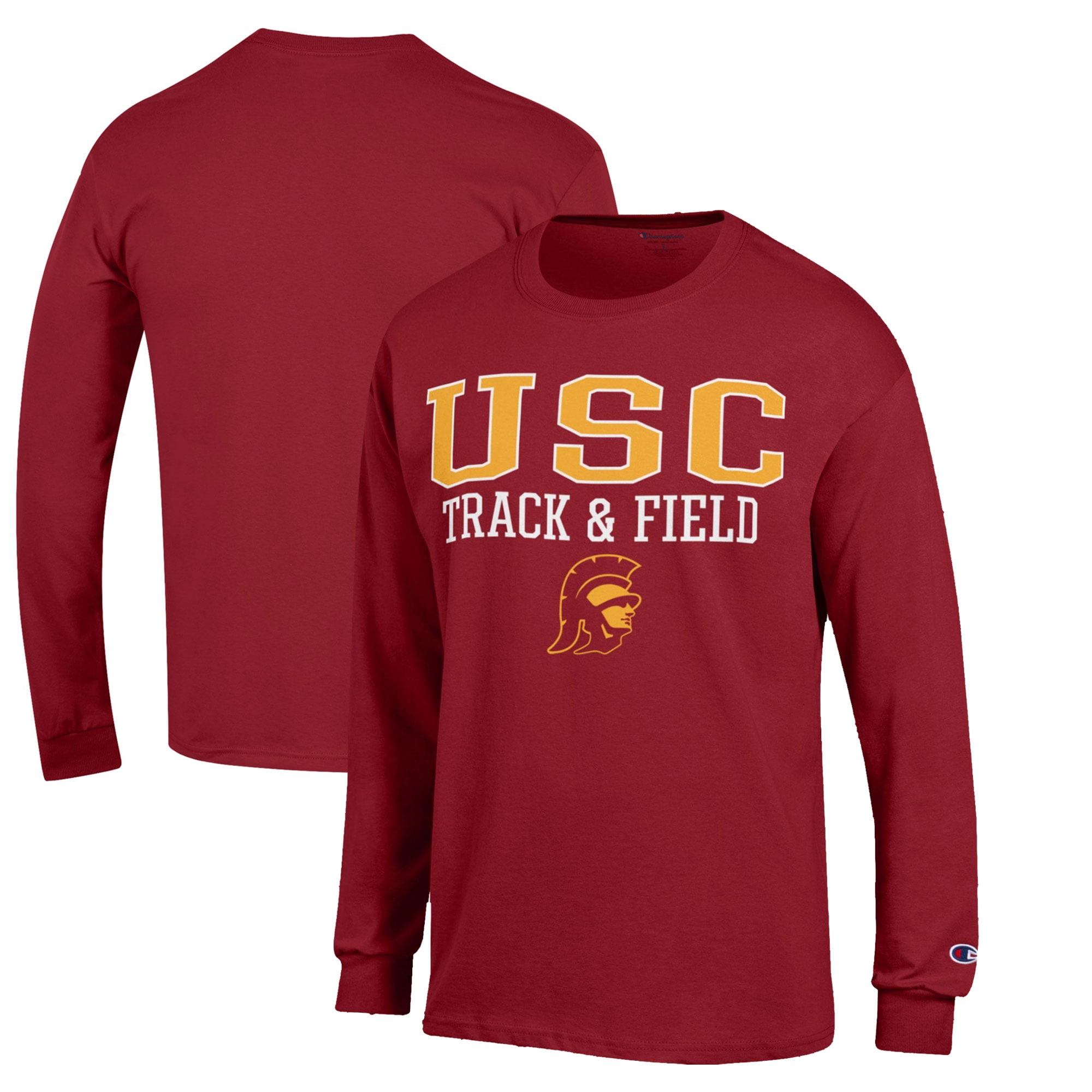 Men's Champion  Cardinal USC Trojans Track & Field Stack Long Sleeve T-Shirt