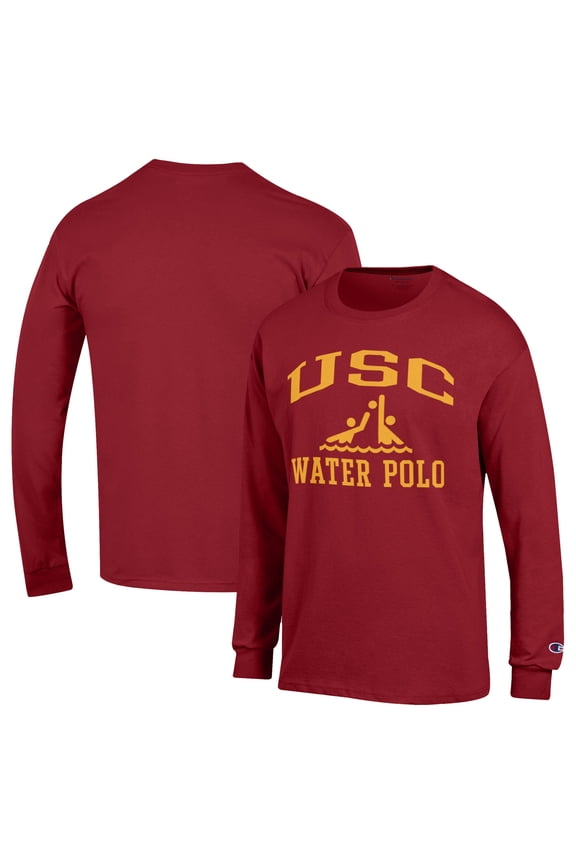 Men's Champion Cardinal USC Trojans Water Polo Icon Long Sleeve T-Shirt