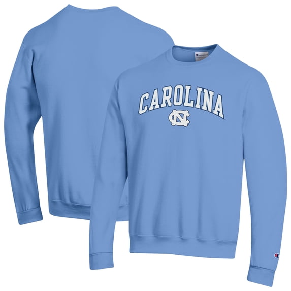 Men's-Champion Carolina Blue North Carolina Tar Heels Arch Over Logo Pullover Sweatshirt