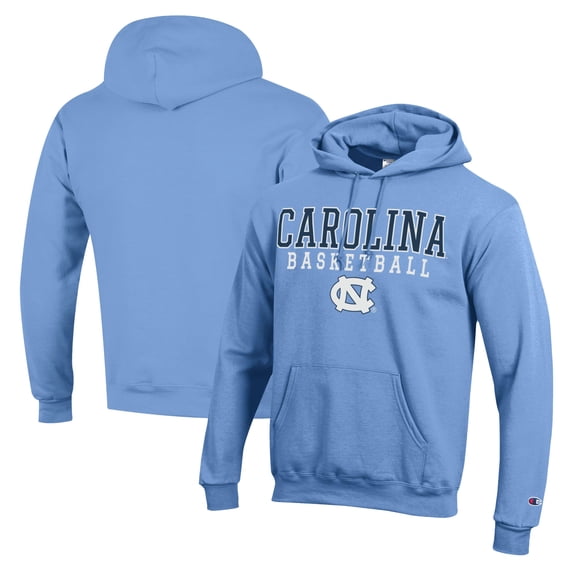 Men's Champion Carolina Blue North Carolina Tar Heels Basketball Stack Pullover Hoodie