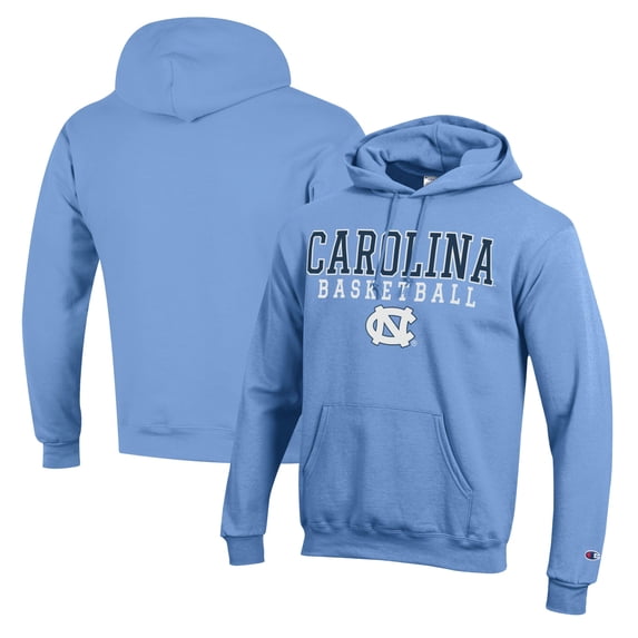 Men's Champion Carolina Blue North Carolina Tar Heels Basketball Stack Pullover Hoodie