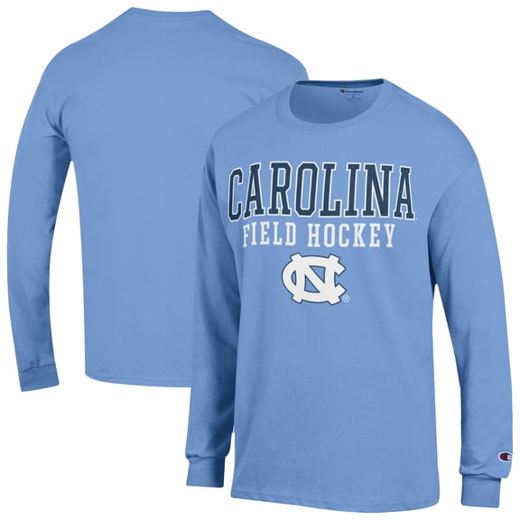 Men's-Champion Carolina Blue North Carolina Tar Heels Field Hockey Stacked Long Sleeve T-Shirt