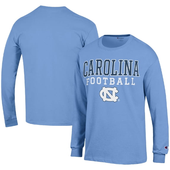 Men's Champion Carolina Blue North Carolina Tar Heels Football Stack Long Sleeve T-Shirt
