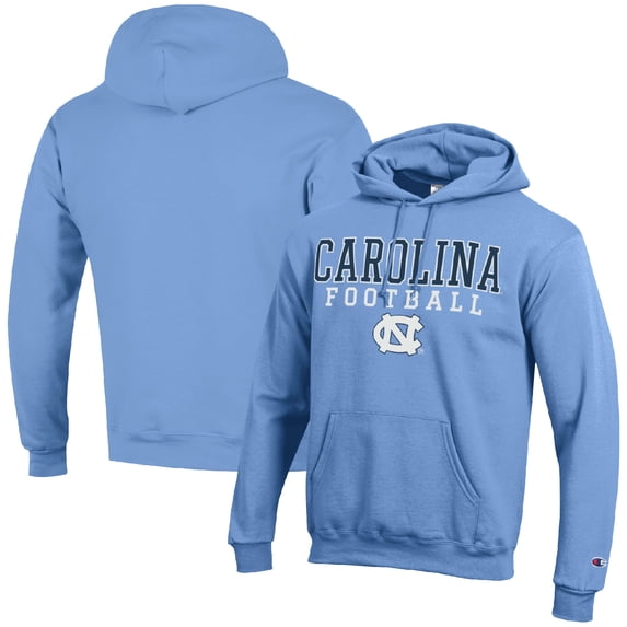 Men's Champion Carolina Blue North Carolina Tar Heels Football Stack Pullover Hoodie