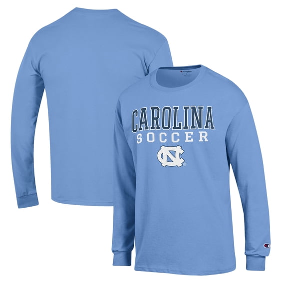 Men's Champion Carolina Blue North Carolina Tar Heels Soccer Stack Logo Long Sleeve T-Shirt