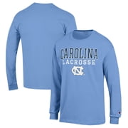 Mens Champion Carolina Blue North Carolina Tar Heels Stack Logo Lacrosse Powerblend Long Sleeve T-Shirt