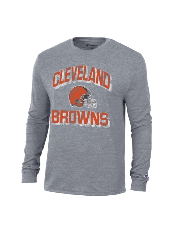 Men's Champion Charcoal Cleveland Browns Ultimate Tri-Blend Long Sleeve T-Shirt