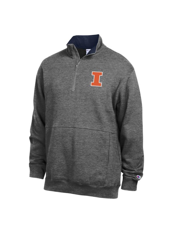 Men's Champion Charcoal Illinois Fighting Illini Fleece Quarter-Zip Pullover