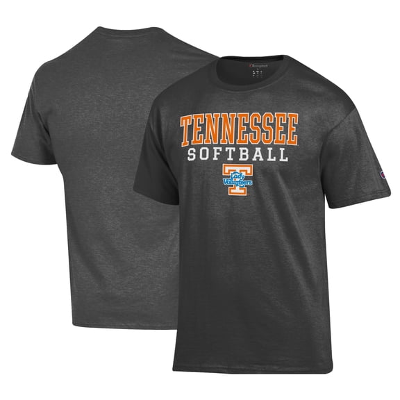 Men's Champion Charcoal Tennessee Lady Vols Primary Team Logo Stack Logo Softball Powerblend T-Shirt