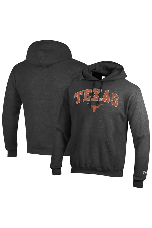 Men's-Champion Charcoal Texas Longhorns Arch Over Logo Pullover Hoodie