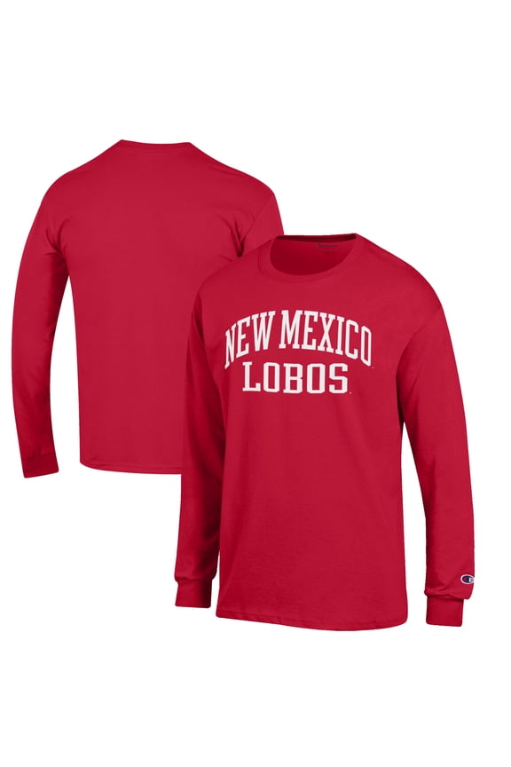 Men's Champion Cherry New Mexico Lobos Jersey Long Sleeve T-Shirt