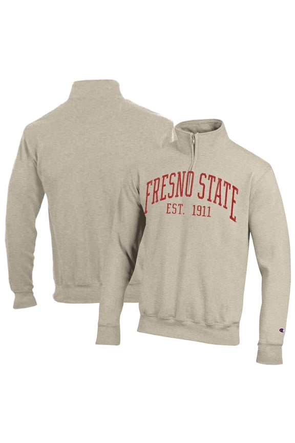 Men's Champion Cream Fresno State Bulldogs Established Date Quarter-Zip Pullover